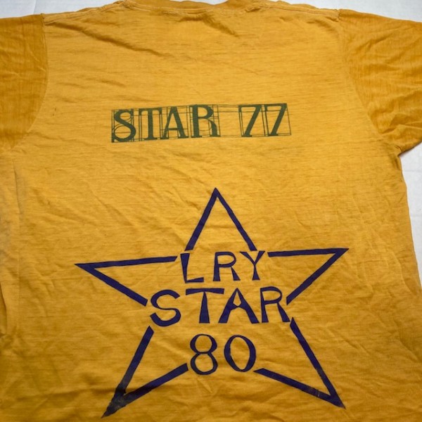 Mr. Goodbar Tee: Star 77 & LRY Star 80 on Back, College Lane Tag