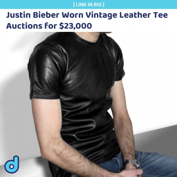 justin bieber stage worn vintage leather t-shirt