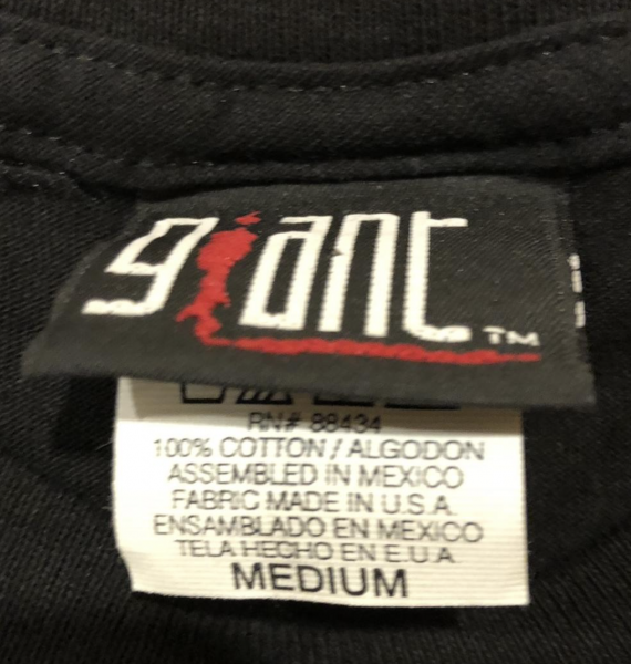 curious Giant tag on a curious shirt