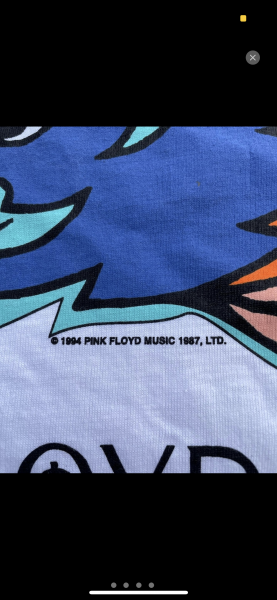 1994 Pink Floyd Brockum Tee Hang Tag