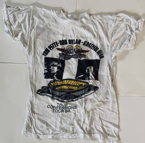 vintage 1986 bob dylan grateful dead true confessions tour t-shirt front