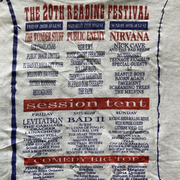 Vintage Reading Festival T-Shirt Nirvana Public Enemy Mudhoney