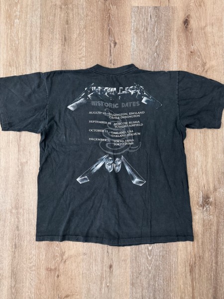 Vintage 1991 Metallica Historic Dates T-Shirt Back