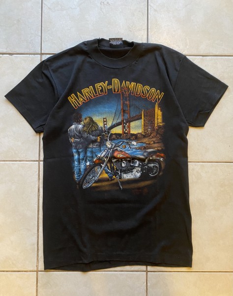 1989 3D Emblem Harley Davidson Golden Gate Bridge Tee