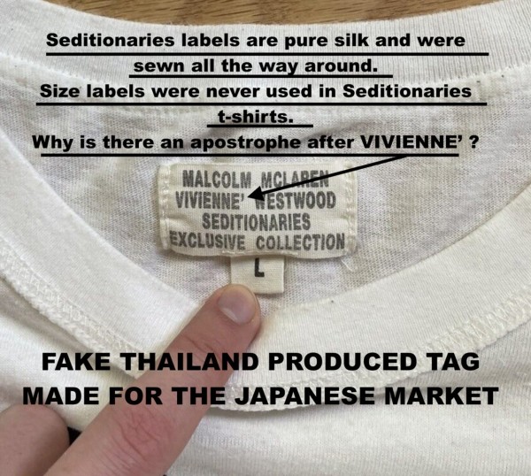 fake vintage Vivienne Westwood Malcolm McLaren Seditionaries Tag