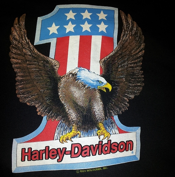 1991 Holoubek Harley Eagle Flag No. "1" T-Shirt