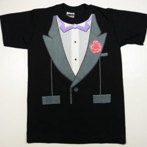 VINTAGE 80'S TUXEDO T-SHIRT 50/50 MEDIUM