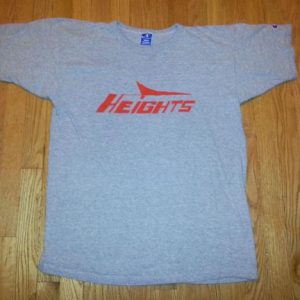 80s Rayon Champion T-Shirt Heights Neon Orange Gray Sz L