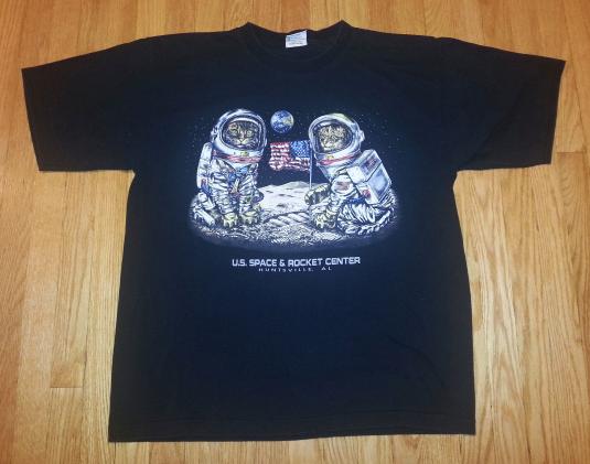 VTG 80s 90s Astronaut Cats T-Shirt US Space & Rocket Center