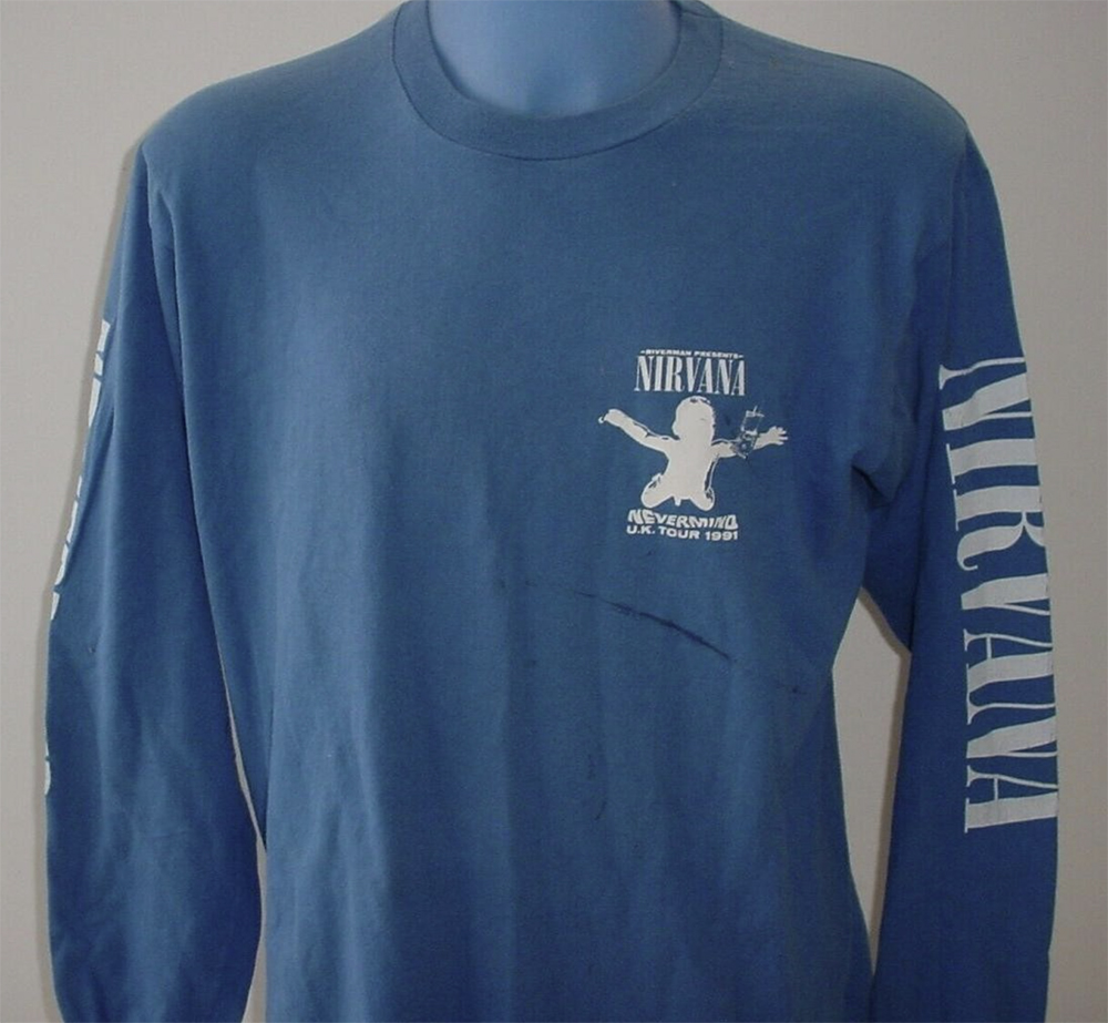 vintage 1991 nirvana riverman uk tour t-shirt front