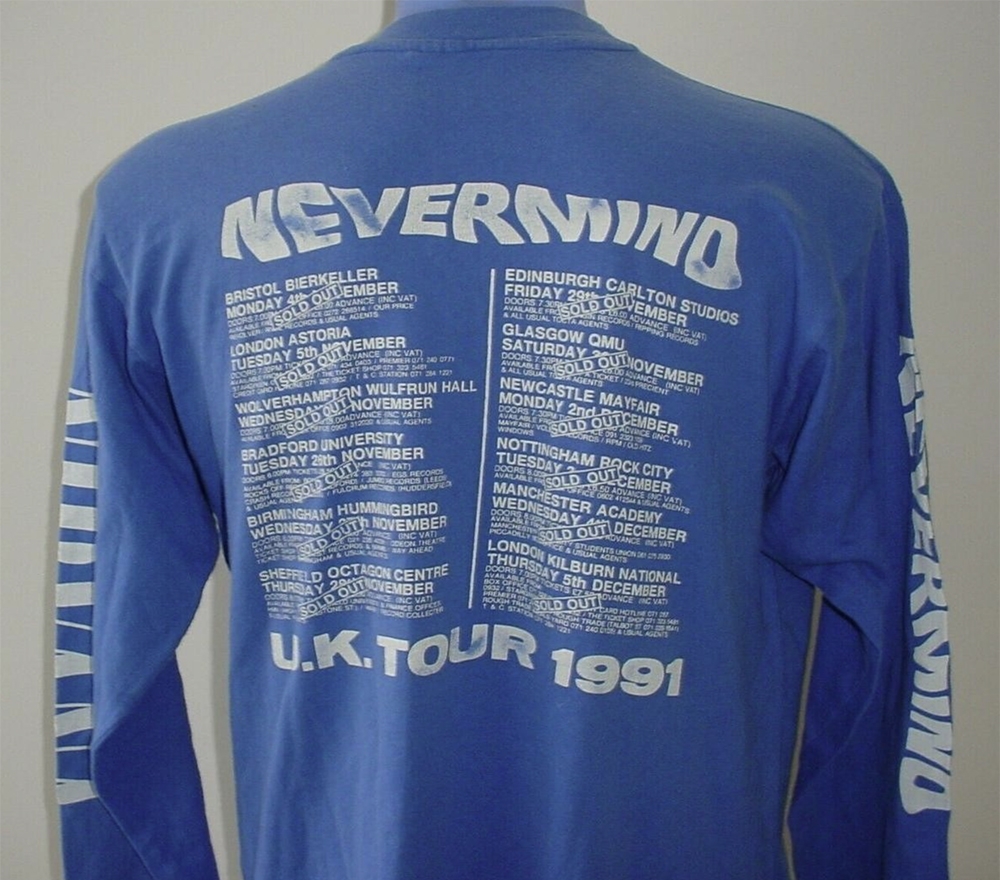 vintage 1991 nirvana riverman uk tour t-shirt back tour dates