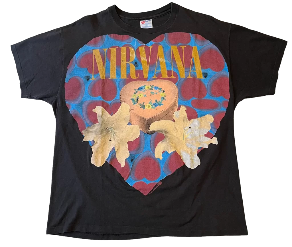 vintage canadian heart-shaped box nirvana t-shirt backstage pass