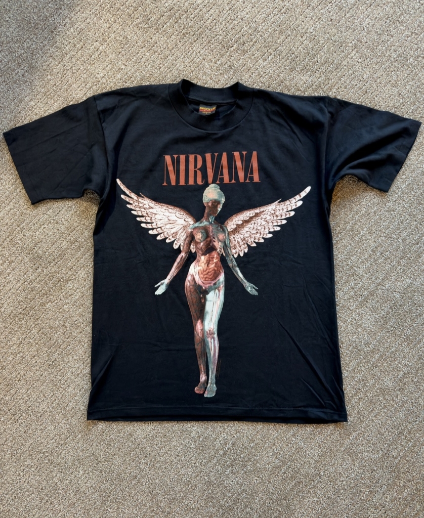 Rare vintage nirvana black in utero t-shirt Front