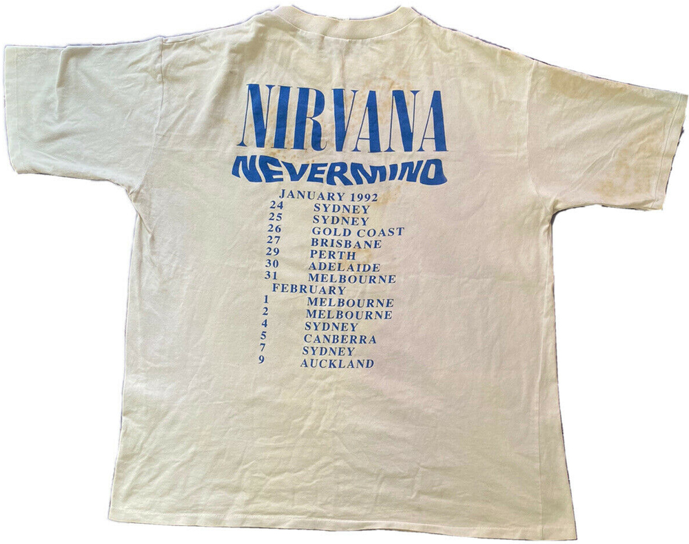 Vintage 1992 Nevermind Australia Tour T-Shirt Back