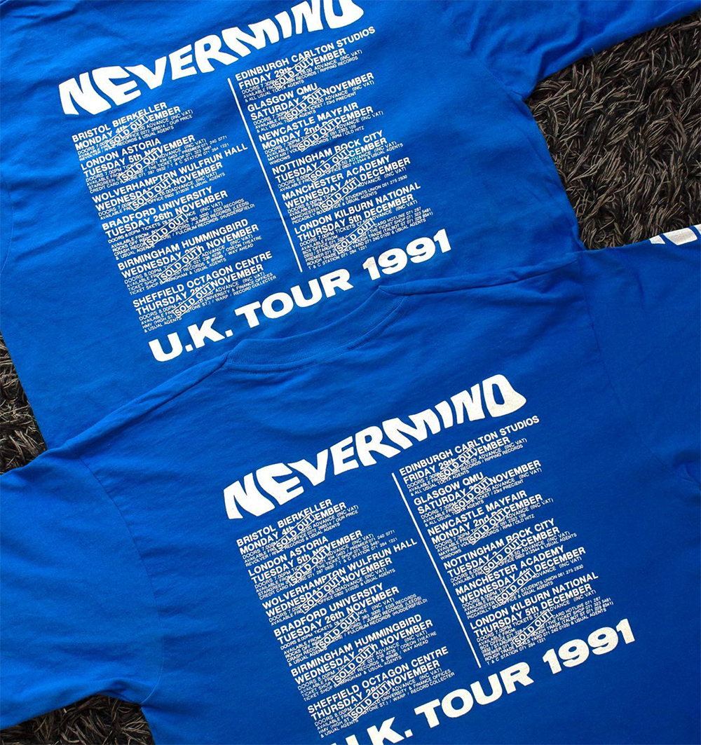 2 vintage 1991 nirvana riverman uk tour t-shirt back tour dates