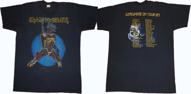 vintage 1987 iron maiden somewhere on tour 1987 tee