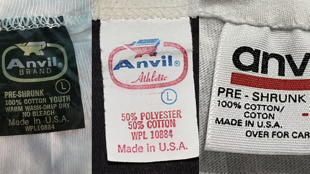 History and Timeline of the Anvil T Shirt Tag 1976 Present