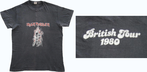 vintage iron maiden british tour t-shirt 1980 first shirt