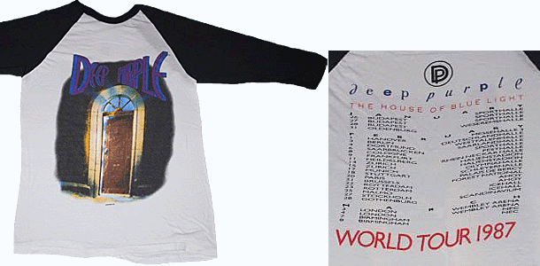 vintage deep purple world tour 1987 jersey t-shirt