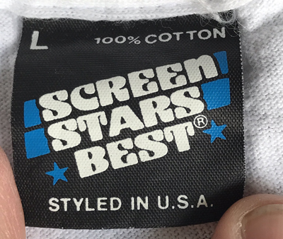Screen Stars Best Black Tag 100% Cotton Blue Bar