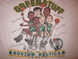 Vintage Boston Celtics Green STuff T-shirt Larry Bird 1980s