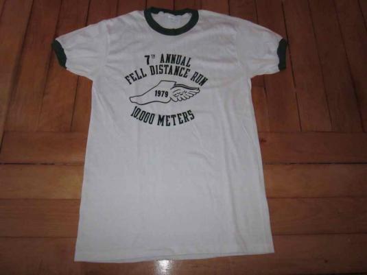 Vintage Running T-Shirt Ringer 1979 1970s 50/50 Classic