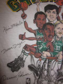 Vintage Boston Celtics Green STuff T-shirt Larry Bird 1980s