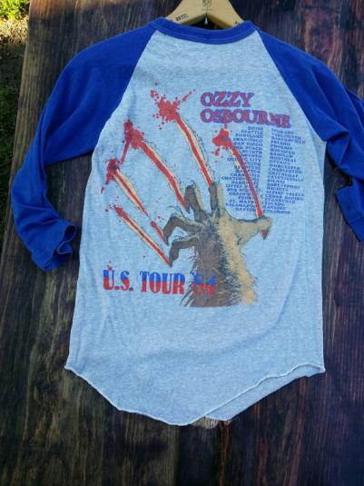 Ozzy Osbourne 1982 baseball tee shirt Bark at the moon