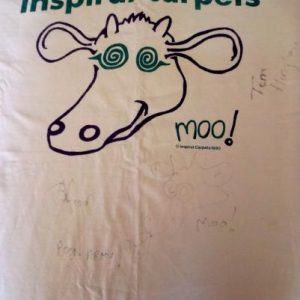INSPIRAL CARPETS 'MOO' 1990 CLINT BOON SIGNED T-SHIRT
