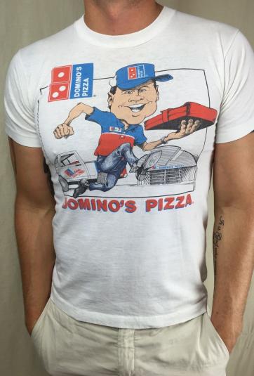 Vintage 1990 Domino's Pizza Delivery Graphic Logo T-Shirt |