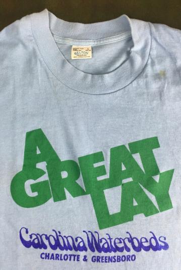 Vintage 80s Funny Innuendo “A Great Lay” Waterbeds T-Shirt