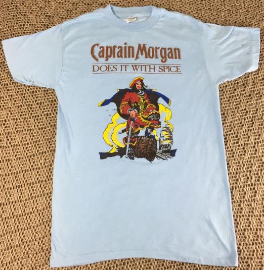 Vintage 80s Captain Morgan Spiced Rum Liquor Logo T-Shirt