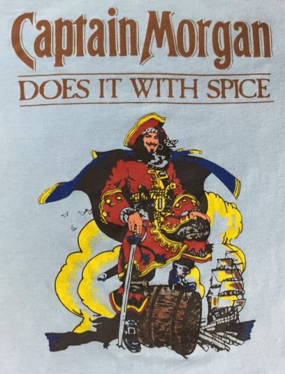 Vintage 80s Captain Morgan Spiced Rum Liquor Logo T-Shirt