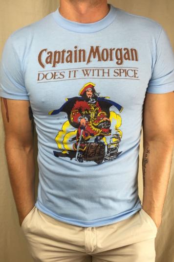 Vintage 80s Captain Morgan Spiced Rum Liquor Logo T-Shirt