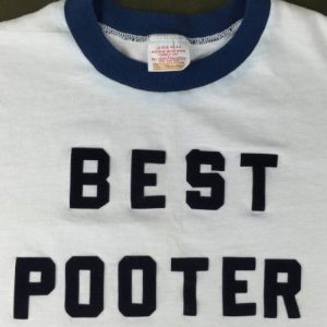 Vintage 70s 80s Funny Best Pooter Handmade Ringer T-Shirt L
