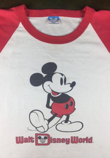 Vintage Mickey Mouse 89 Baseball T shirt Large 80's Walt Disney Mickey Cartoon Hollywood Mickey Playing Baseball Tees Size L