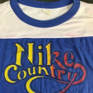 Vintage 80s Nike Country Semi Wasted Blue & White T-Shirt