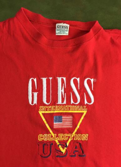 Vintage 80s Classic GUESS Georges Marciano Red USA T-Shirt | Defunkd