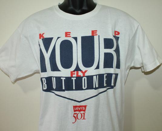 Levis 501 Keep Your Fly Buttoned vintage Hanes t-shirt L