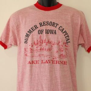 RAYON Lake LaVerne Iowa Resort vtg ringer t-shirt Tall M/L