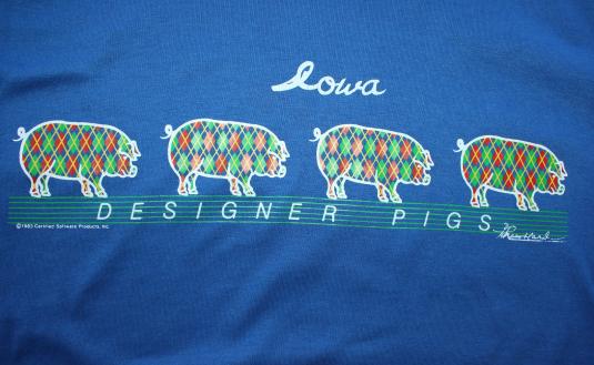 Iowa Designer Pigs vintage 80s 1983 Sportswear t-shirt L/XL