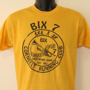 1982 Bix 7 Cornbelt Running Club vintage yellow t-shirt S/M