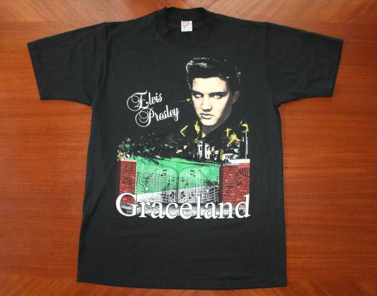 Elvis Presley Graceland vintage 1992 black Jerzees t-shirt L