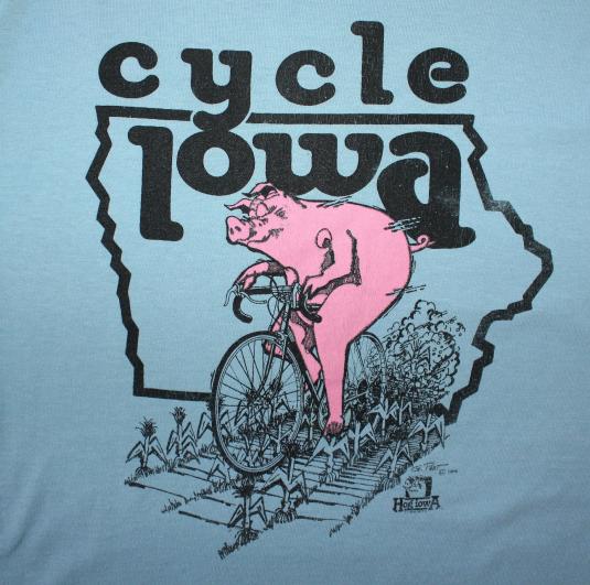 Cycle Iowa pig bicycle vintage Screen Stars t-shirt S 50/50