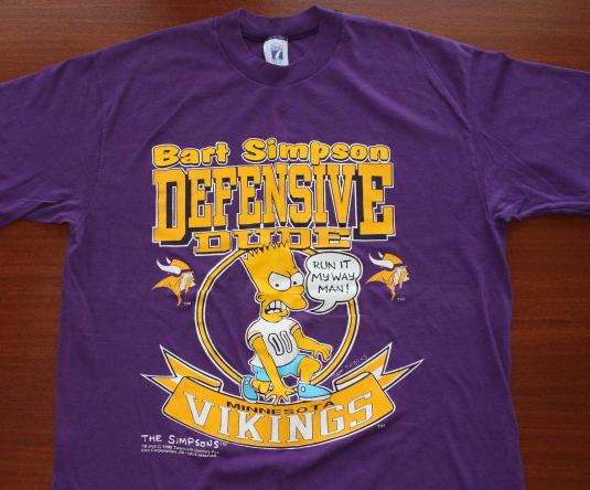 1990 Bart Simpson Minnesota Vikings vintage purple t-shirt L