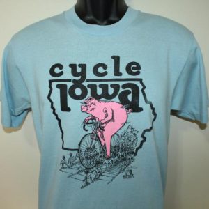 Cycle Iowa pig bicycle vintage Screen Stars t-shirt S 50/50