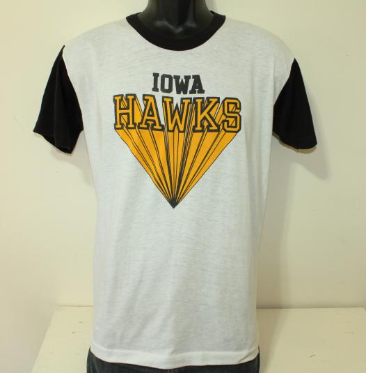 Iowa Hawks vintage 1980s white and black ringer t-shirt S/M