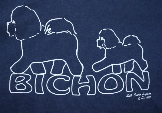 Bichon Dog 1992 vintage navy blue t-shirt Large