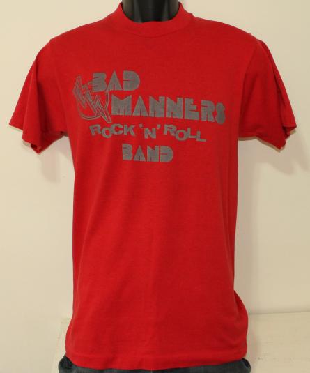 Bad Manners Rock â€˜nâ€™ Roll Band vintage red t-shirt M/S
