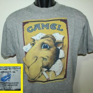 Joe Camel tri-blend rayon vtg 80s Sneakers gray t-shirt M/L